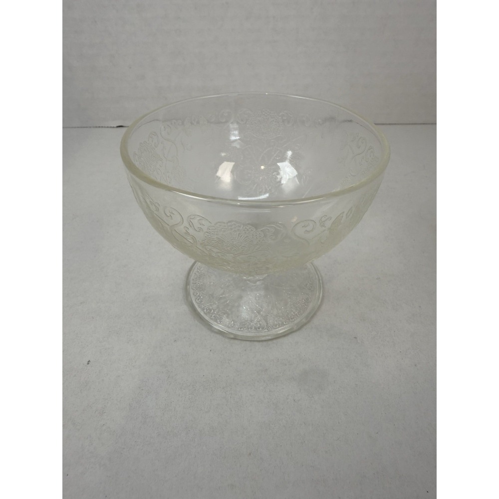 Hazel Atlas Florentine Poppy Crystal Clear Sherbet Bowl Depression Glass